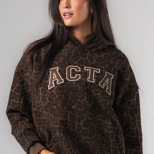 ACTA Women's Brown Leopard Print Hoodie